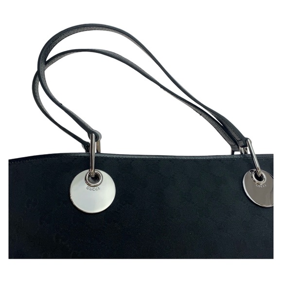 Gucci Gucci Black GG Canvas Leather Tote Bag Canvas Tote Bag 120838 - Picture 7 of 10